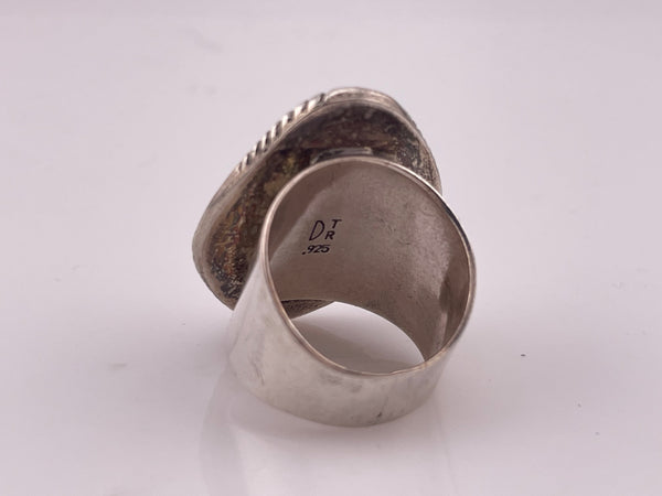 size 6.75 sterling silver Jay King chunky orange stone ring