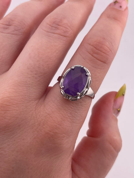 size 8.25 sterling silver faceted amethyst ring ***AS IS***