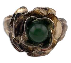 size 3 sterling silver gold wash nephrite rose ring ***AS IS***