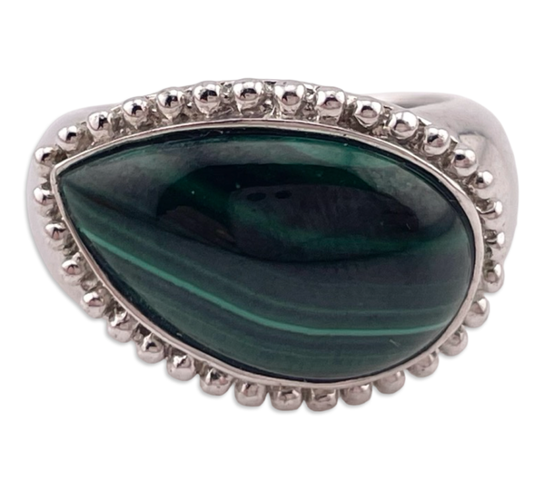 size 7 sterling silver malachite ring