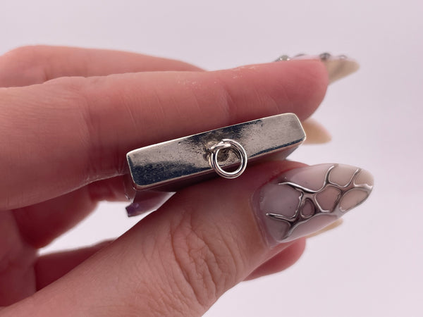 sterling silver raw amethyst slice pendant