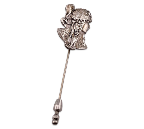 sterling silver Art Nouveau style woman stick pin