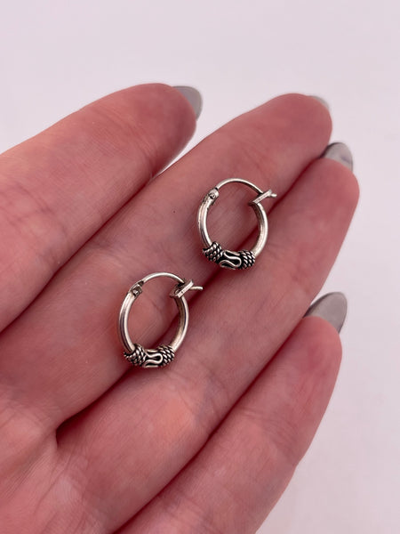 sterling silver small 1/2" Bali style hoop earrings
