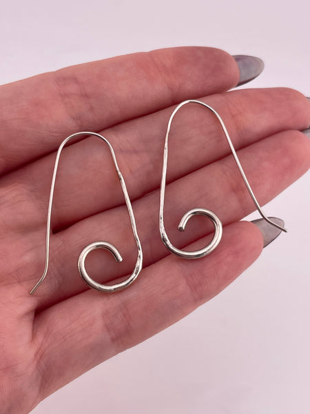sterling silver threader swirl dangle earrings