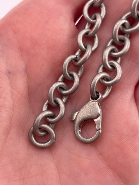 sterling silver 8" matte finish cable chain link bracelet