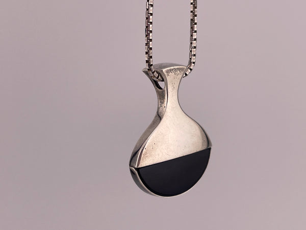 sterling silver Neils Erik From Denmark modernist onyx necklace