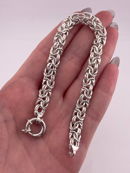 sterling silver 8" Byzantine chain link bracelet
