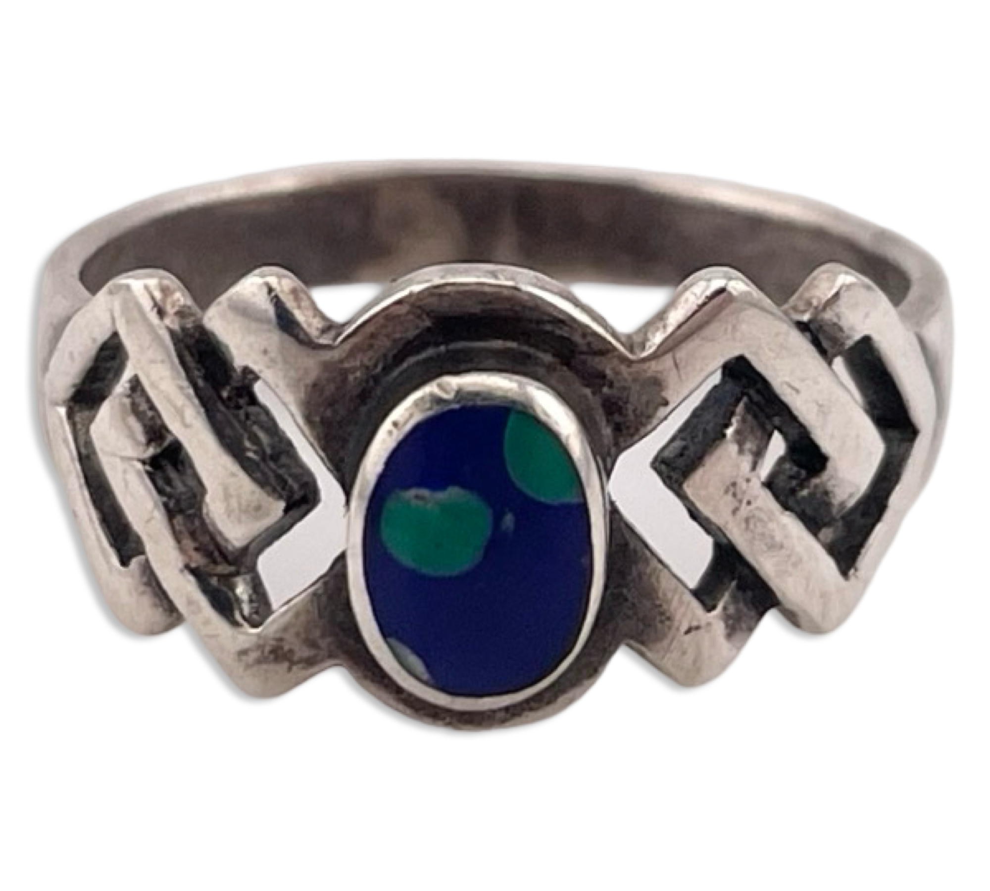 size 8 sterling silver azurite ring