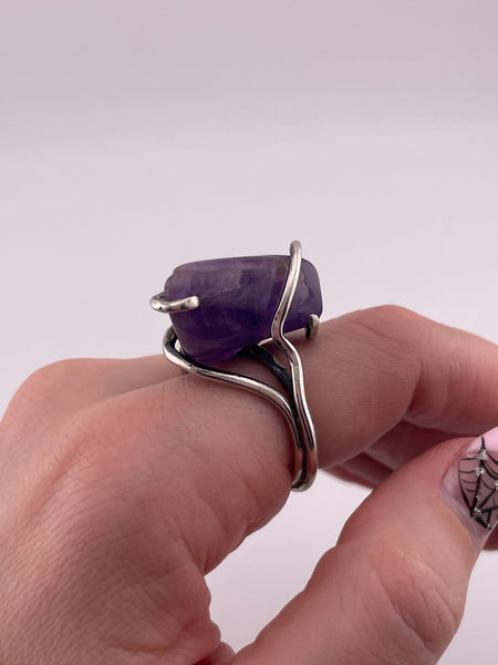 size 7.25 sterling silver amethyst organic band ring