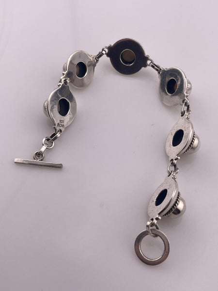 sterling silver 7-1/2" pearl link bracelet