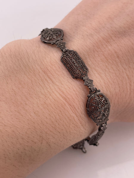 sterling silver 6-7/8" filigree link bracelet