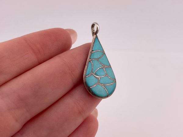 sterling silver turquoise fishscale pendant