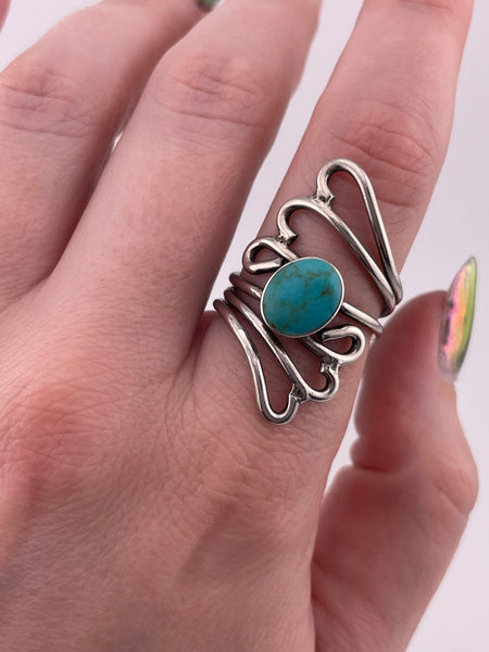 size 7.75 sterling silver synthetic turquoise ring