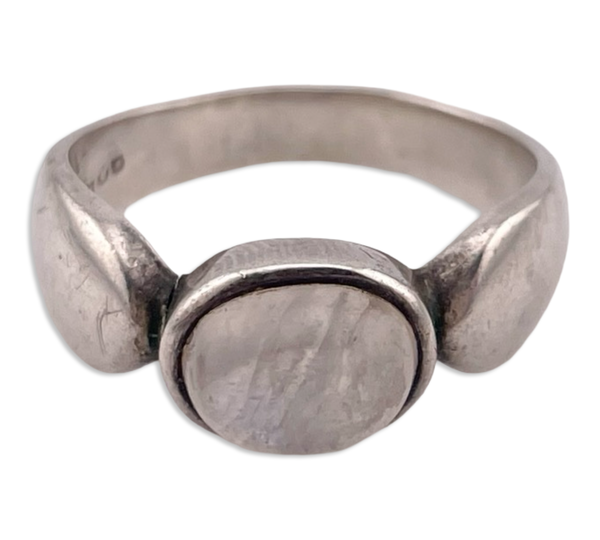 size 7.5 sterling silver rainbow moonstone ring ***Cracked Band***