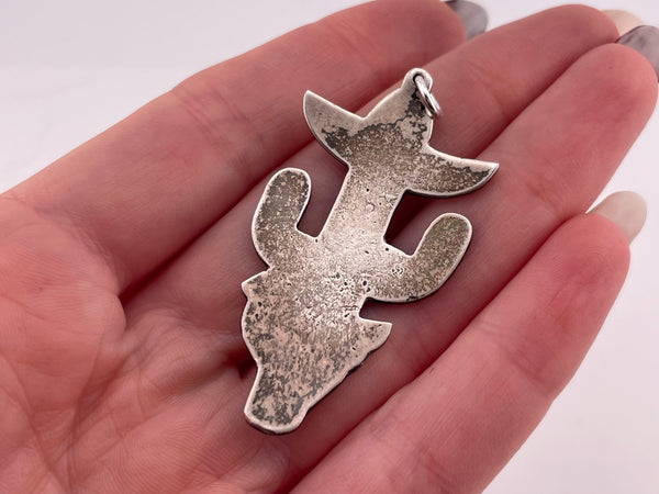 sterling silver cactus cowboy gunslinger pendant