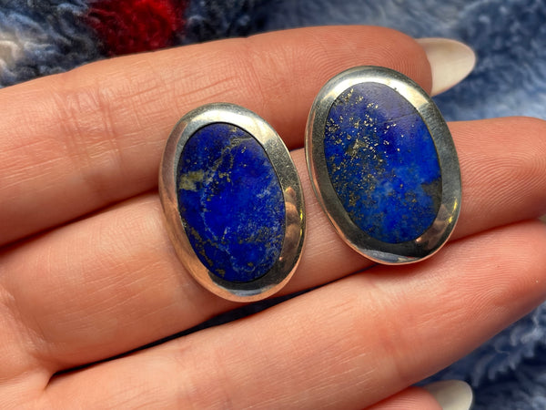 sterling silver lapis post earrings