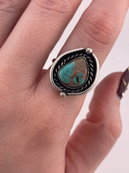 size 7.75 sterling silver turquoise ring