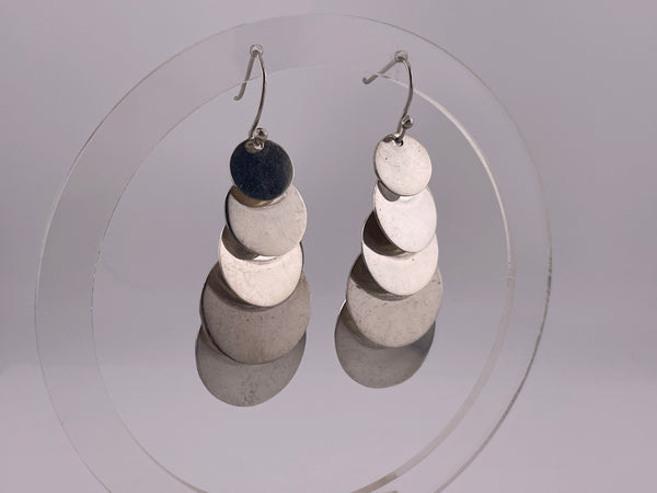 sterling silver Mexican modern stoneless multi-disc dangle earrings