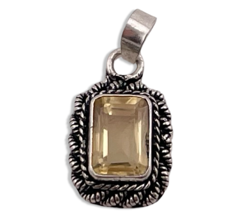 sterling silver small citrine pendant
