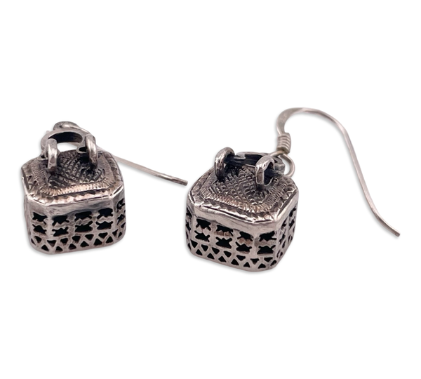sterling silver cut-out square dangle earrings
