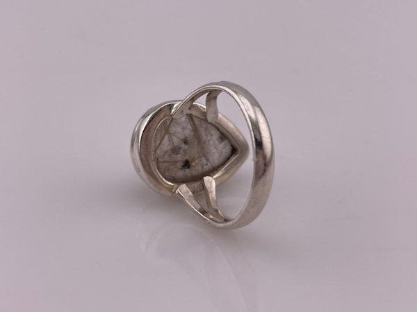 size 7.75 sterling silver pear shape rutilated quartz ring