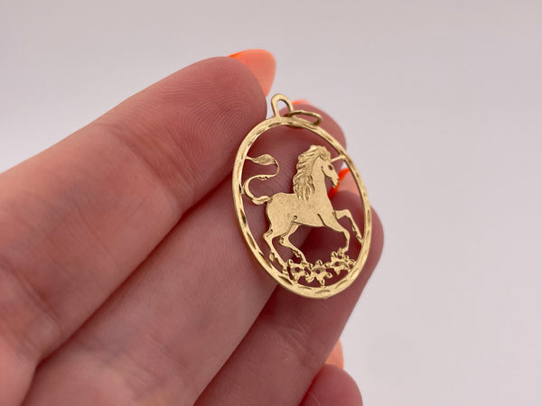 14k gold unicorn pendant