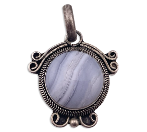 sterling silver lace agate pendant