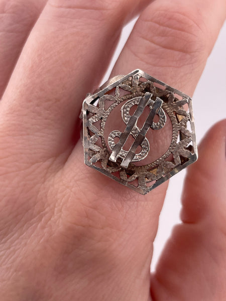 size 12 sterling silver dollar sign ring ***AS IS***