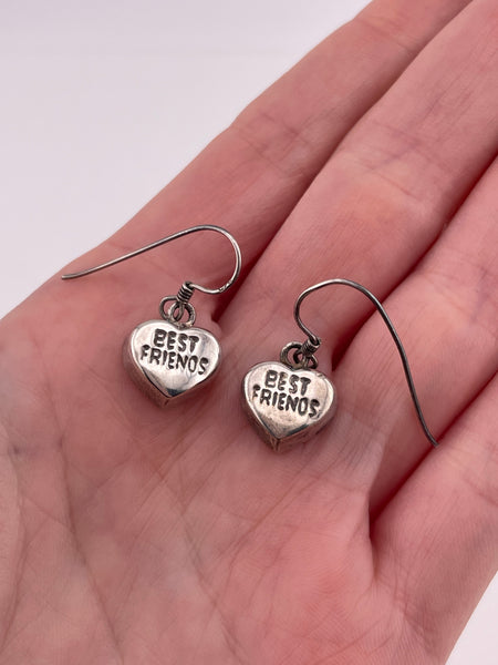 sterling silver "Best Friends" hook dangle earrings