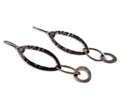 sterling silver & brass designer Silpada hammered dangle earrings