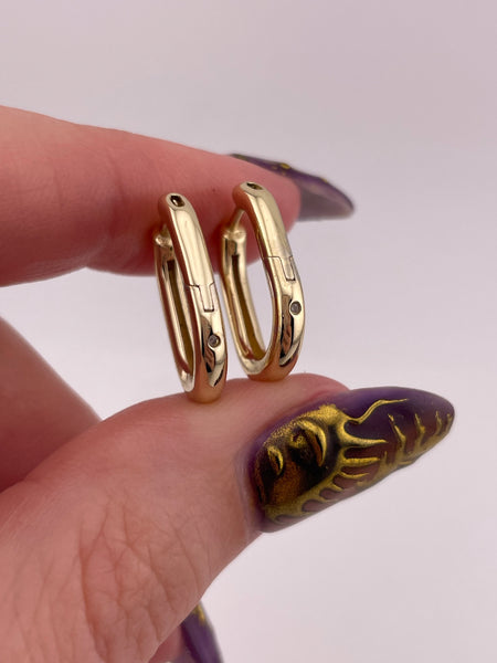 gold plated sterling silver hinge oval hoop small rhinestone earrings