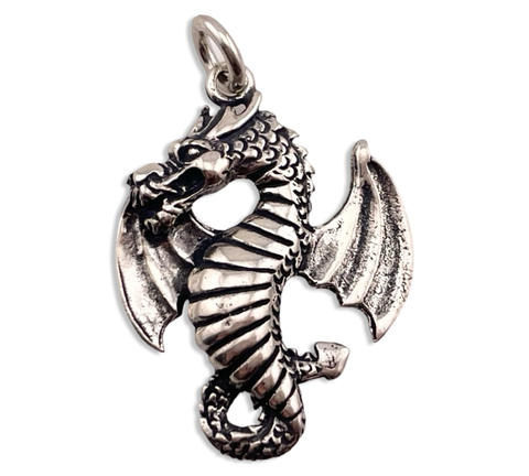 sterling silver dragon wings up pendant