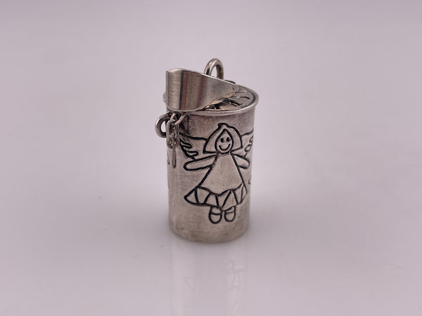 sterling silver angel “wishes” canister compartment pendant