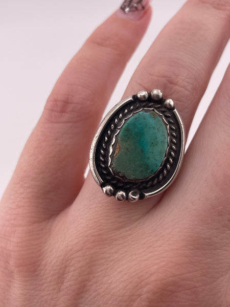 size 6 sterling silver turquoise dot rope setting ring
