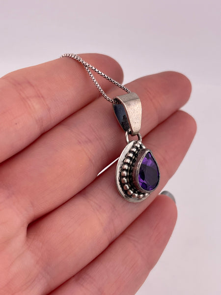 sterling silver 18" faceted amethyst necklace