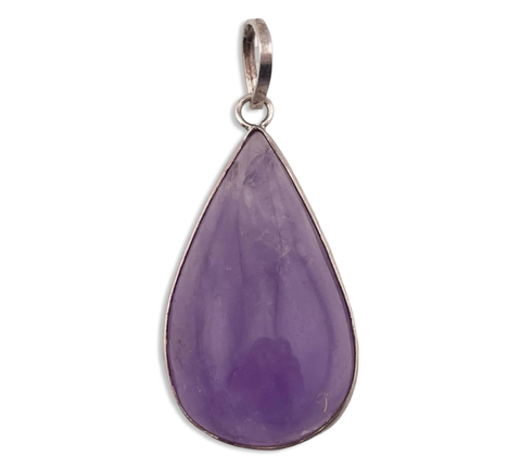 sterling silver tear drop shape amethyst pendant