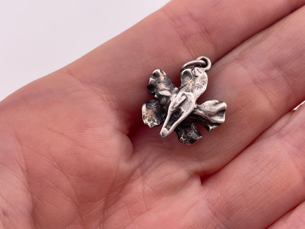 sterling silver hibiscus flower pendant