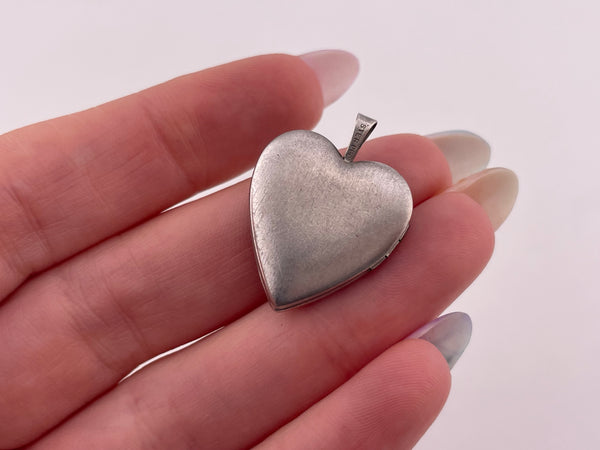 sterling silver 'Love' heart shape pressed locket pendant