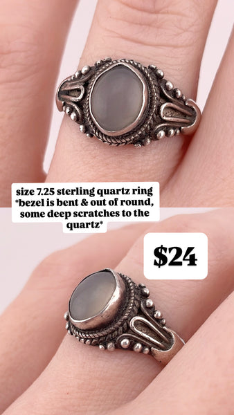 RESERVED PRIVATE LISTING -- sterling silver quartz ring B26