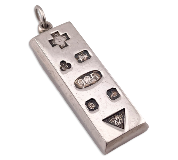 sterling silver International Bullion Brokers 2000 millenium heavy bar pendant