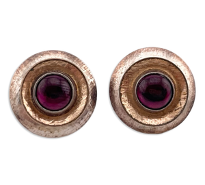 sterling silver gold wash garnet round post earrings
