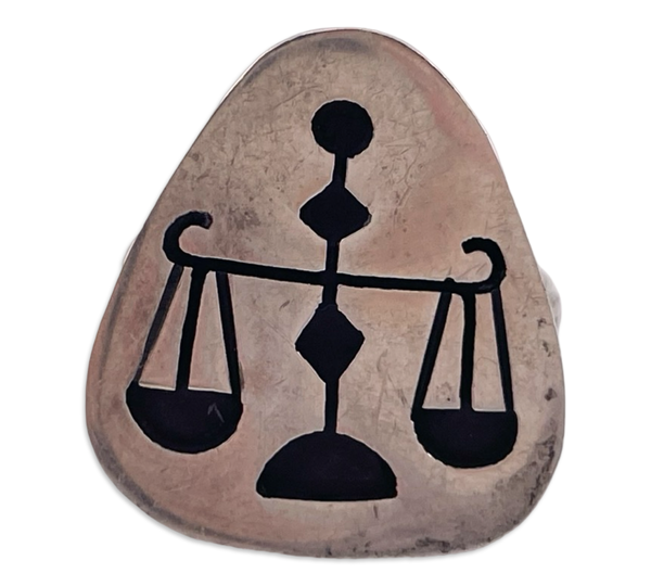 size 6.5 sterling silver Libra the Scales zodiac adjustable band ring