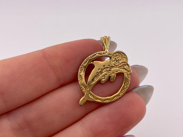 sterling silver gold plated dolphin sports team pendant