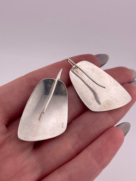 sterling silver stoneless fan threader dangle earrings