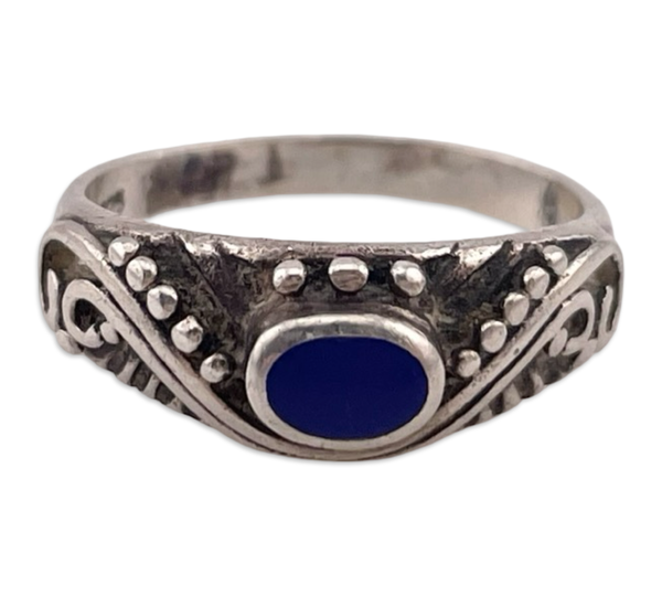 size 6.25 sterling silver lapis scroll ring