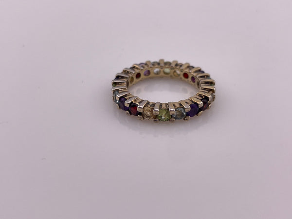 size 6 sterling silver gold plated multi-gemstone band ring