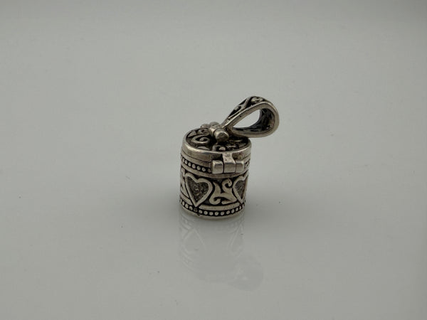 sterling silver heart canister compartment box pendant