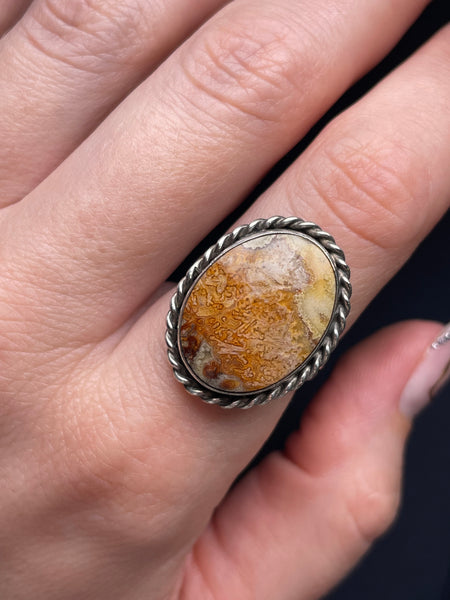 size 7.25 sterling silver agate ring