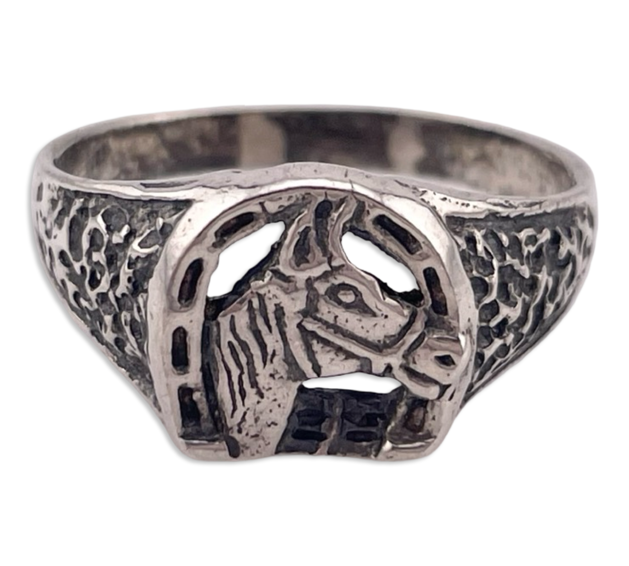 size 10 sterling silver horse horseshoe ring
