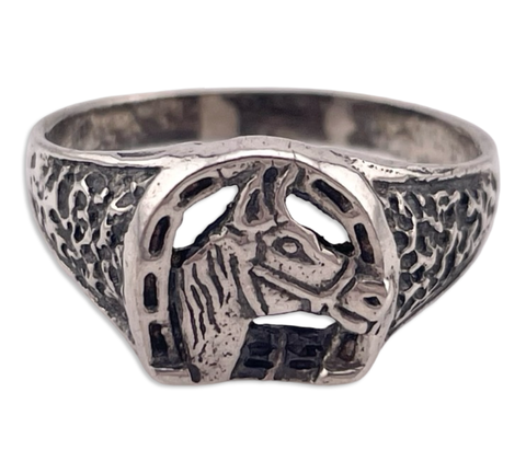 size 10 sterling silver horse horseshoe ring